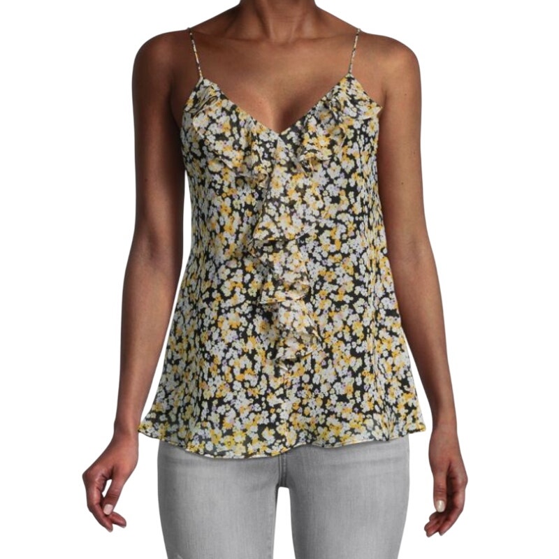 Karl Lagerfeld Paris Floral Ruffle Slip Top in Floral, Size L