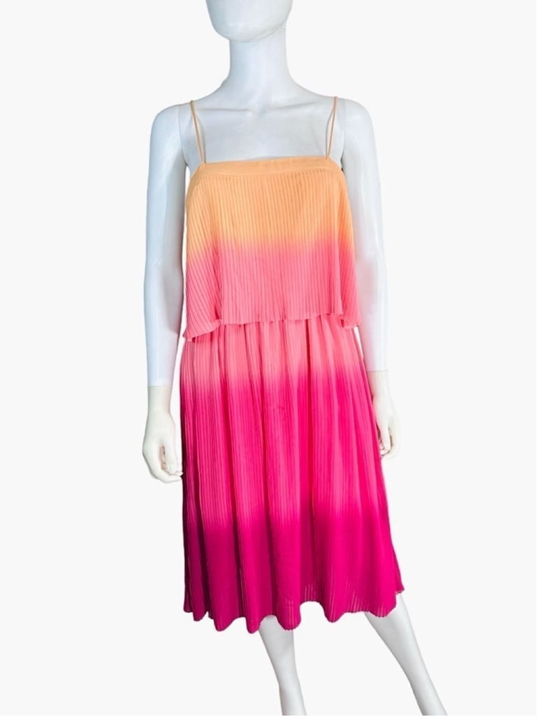 Women's Leith Pink and Orange Ombre Pleated Dress Size M