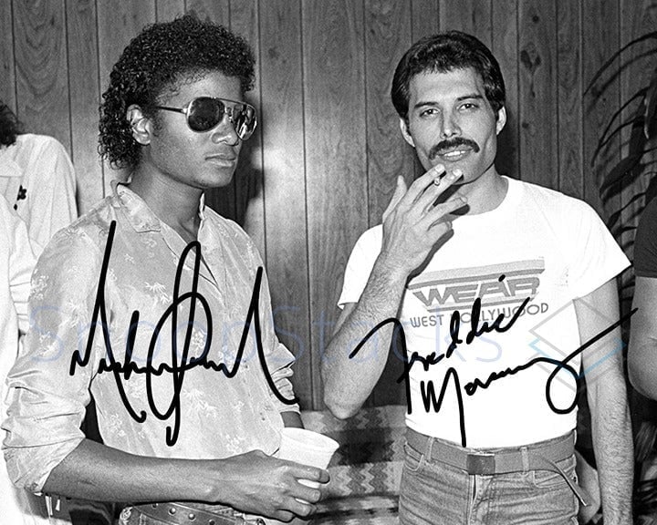 Michael Jackson Freddie Mercury Signed 16x20 Glossy Autographed RP Print Poster