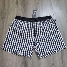 Vacay Swimwear Men's Shorts Size L 34 Riviera Black Gingham Check Mesh Lined