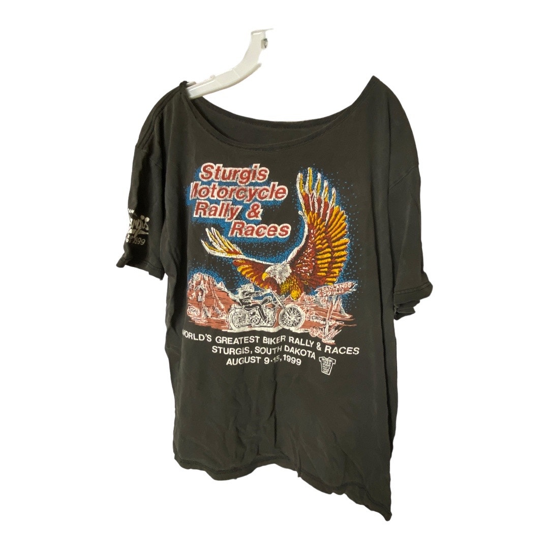 Sturgis Women's Size XL Short Sleeve Motorcycle Rally T Shirt Black 1999 Vintage