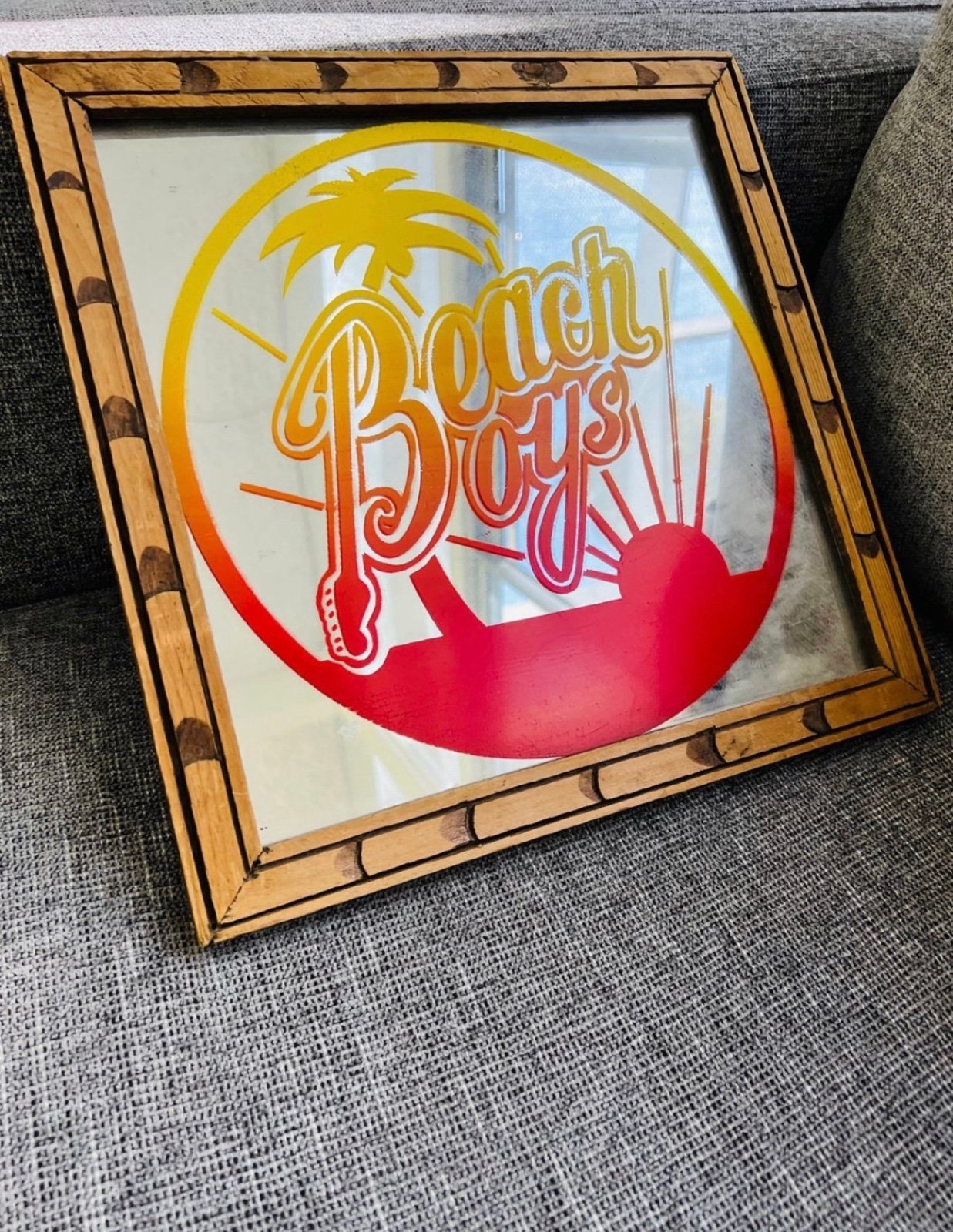 Vintage 80s Beach Boys Framed Carnival Mirror