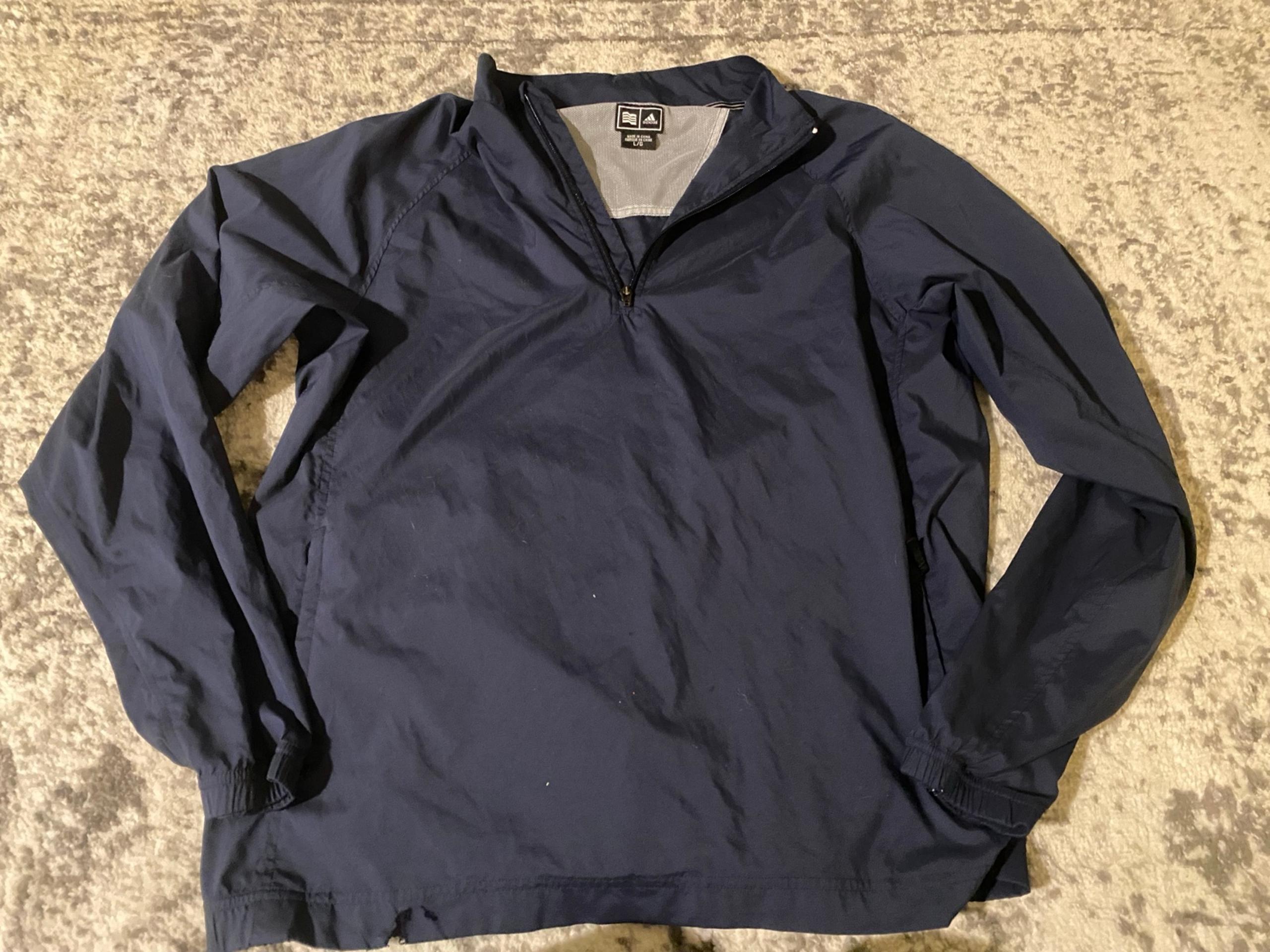 Adidas Men’s Blue Jacket Athletic Fast Ship Great Shape Wind Breaker Large L