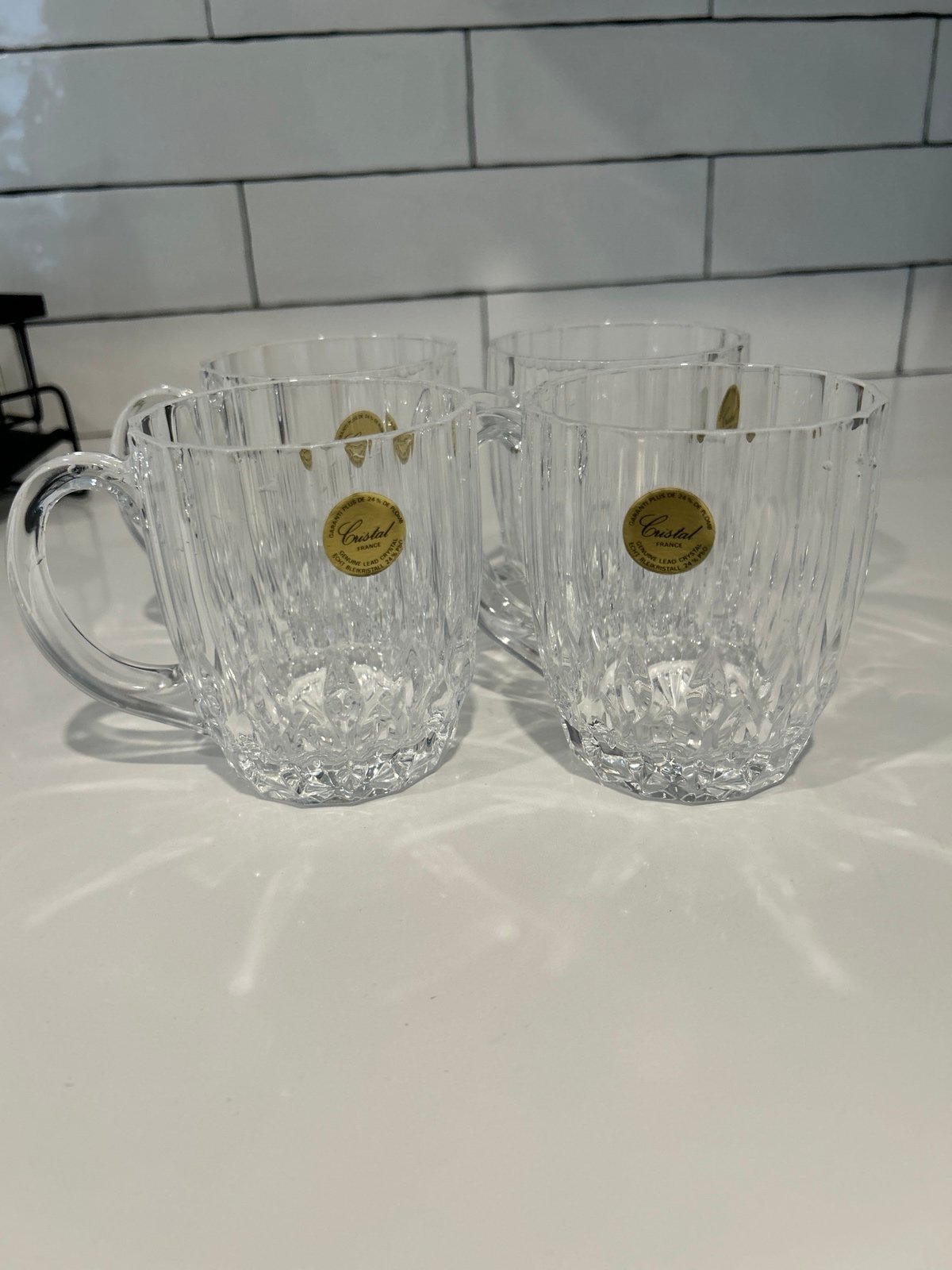 Paul Sebastian Crystal Mugs, set of 4