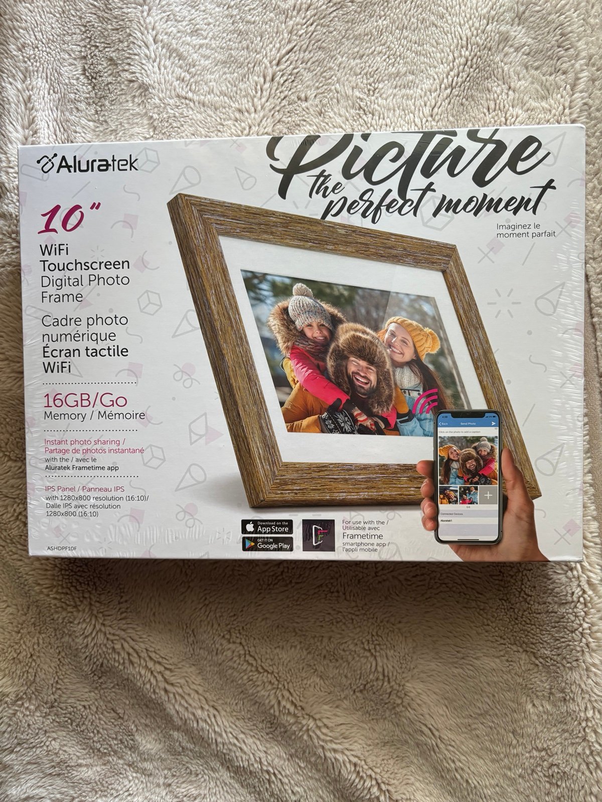 Aluratek 10” WiFi Touchscreen Digital Photo Frame 16GB