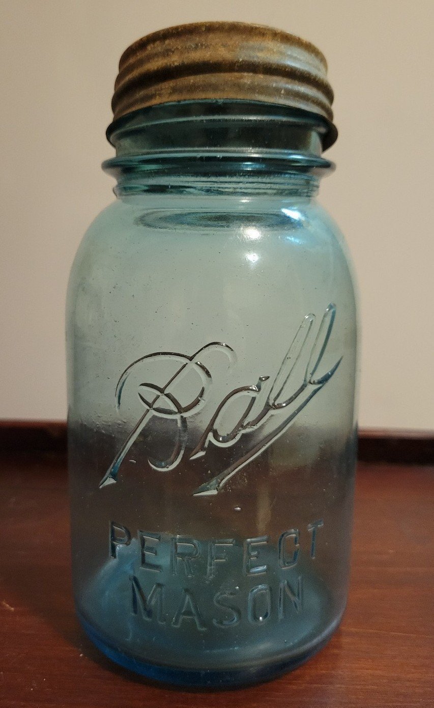 Rare vintage authentic light blue aqua ball perfect mason jar 1910-1923 #9