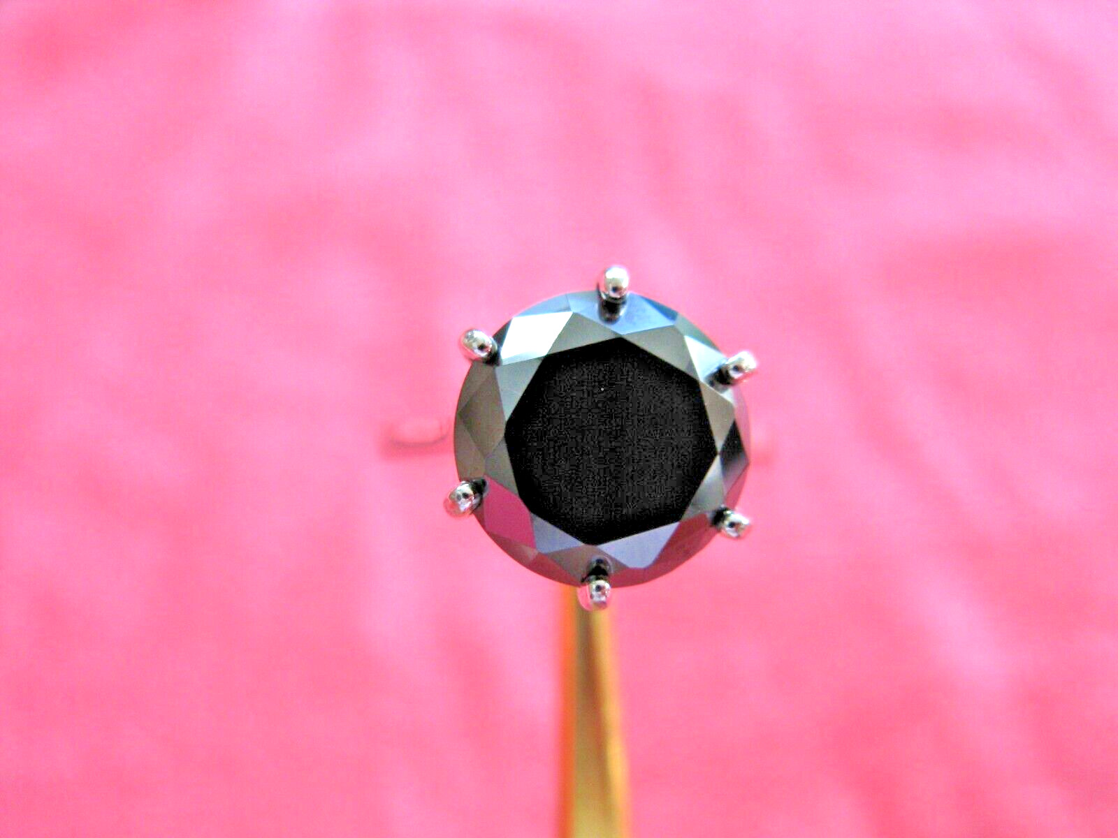 5.07ct 100% REAL NATURAL BLACK DIAMOND RING, CERTIFICATE,FR EE DIA TESTER Size 6
