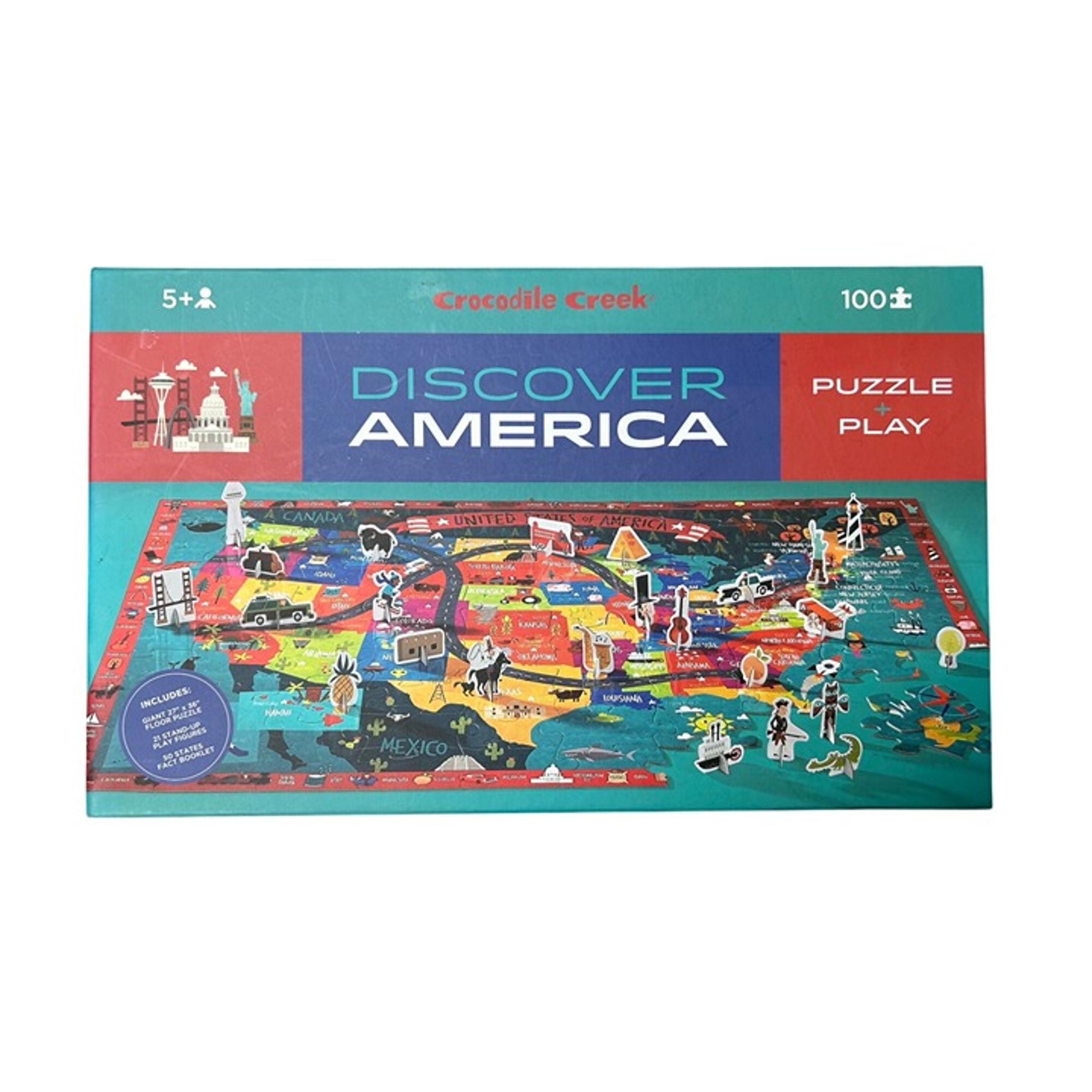 Crocodile Creek Discover America 100-Piece Floor Puzzle & Play Set For Ages 5+