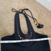 JUICY COUTURE BLACK TASSEL CROCHET HALTER TOP M