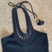JUICY COUTURE BLACK TASSEL CROCHET HALTER TOP M
