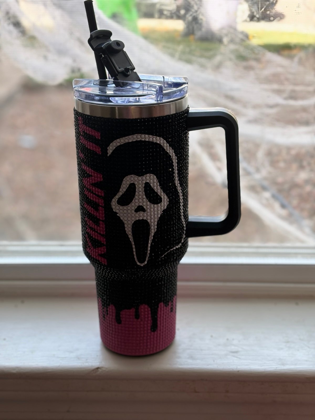 Ghost face studded tumbler