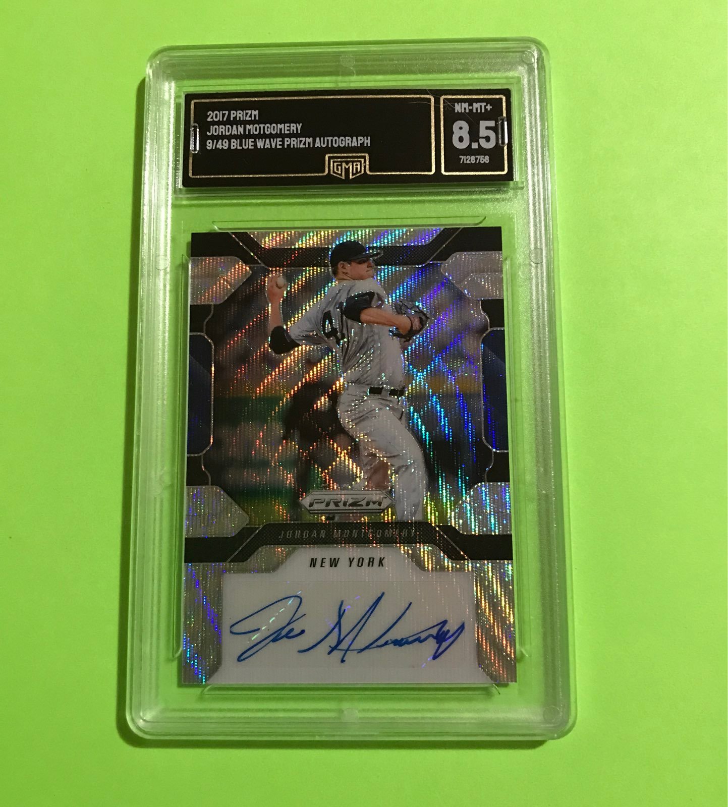Jordan Montgomery Auto Blue Prizm Baseball