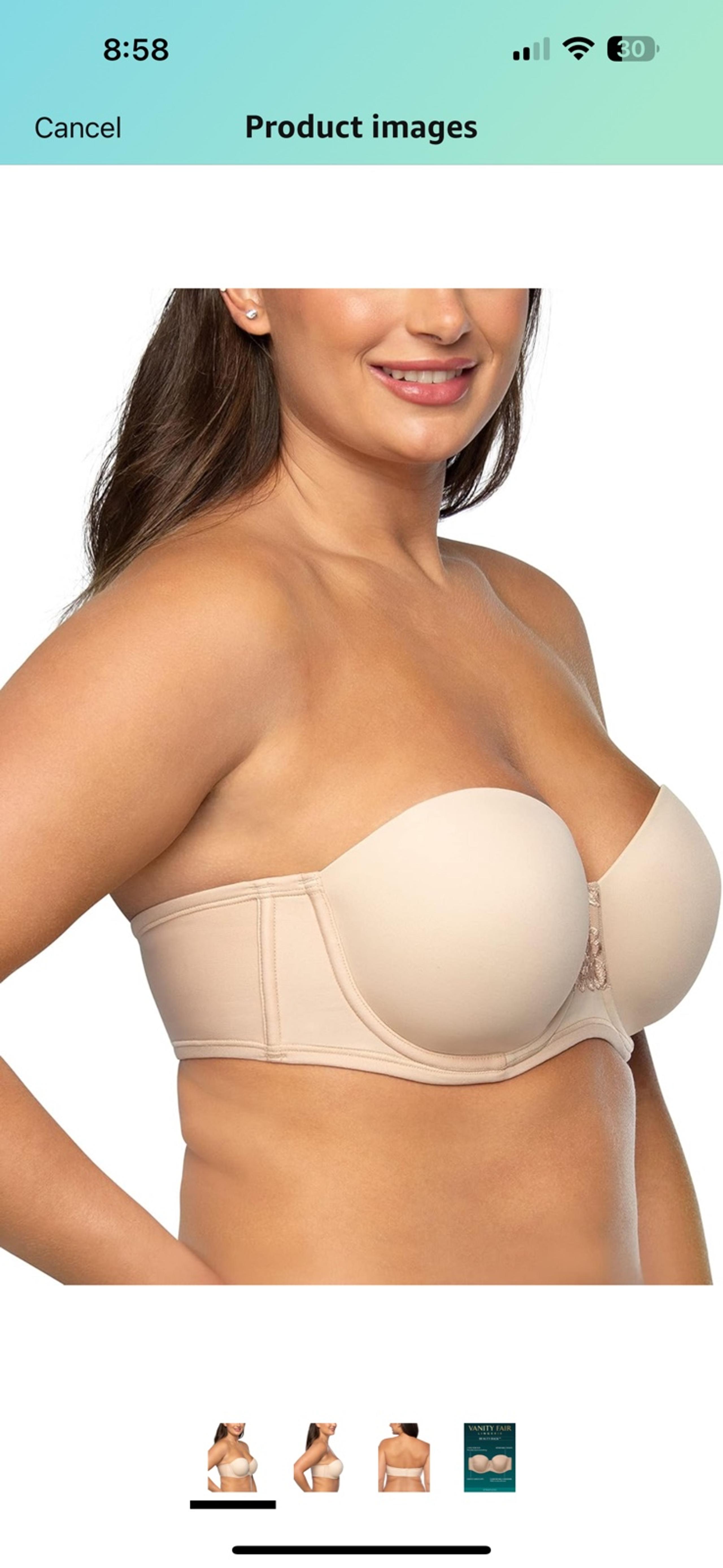 Vanity Fair Women's Beauty Back Smoothing Strapless Bra, 4-Way Stretch 36DD