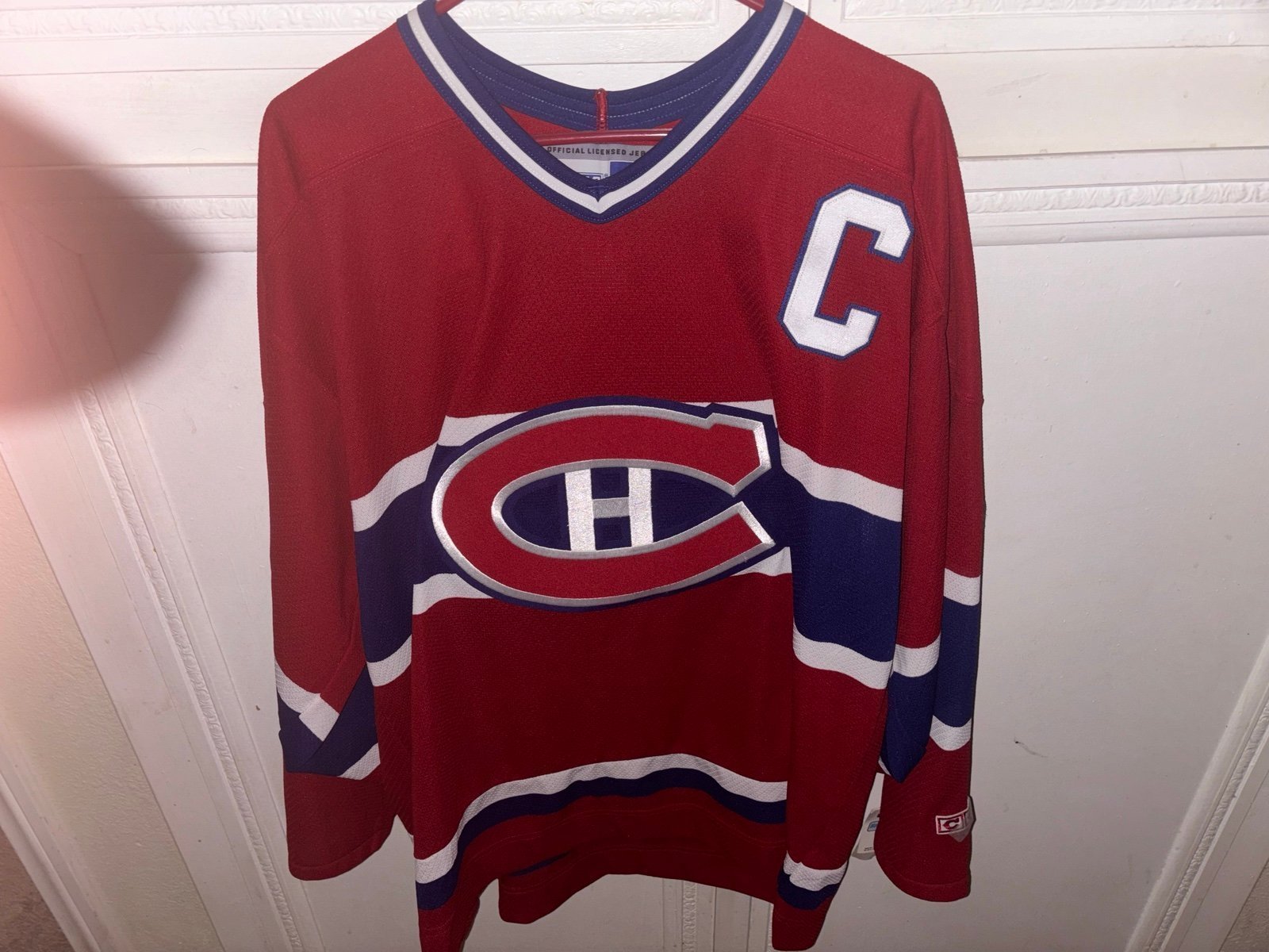 Jean Beliveau autographed retro style CCM jersey from AJ Sports with COA.