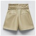 NWT. Zara Olive Faux Leather High Waist Shorts with Belt. Size XL.
