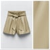 NWT. Zara Olive Faux Leather High Waist Shorts with Belt. Size XL.