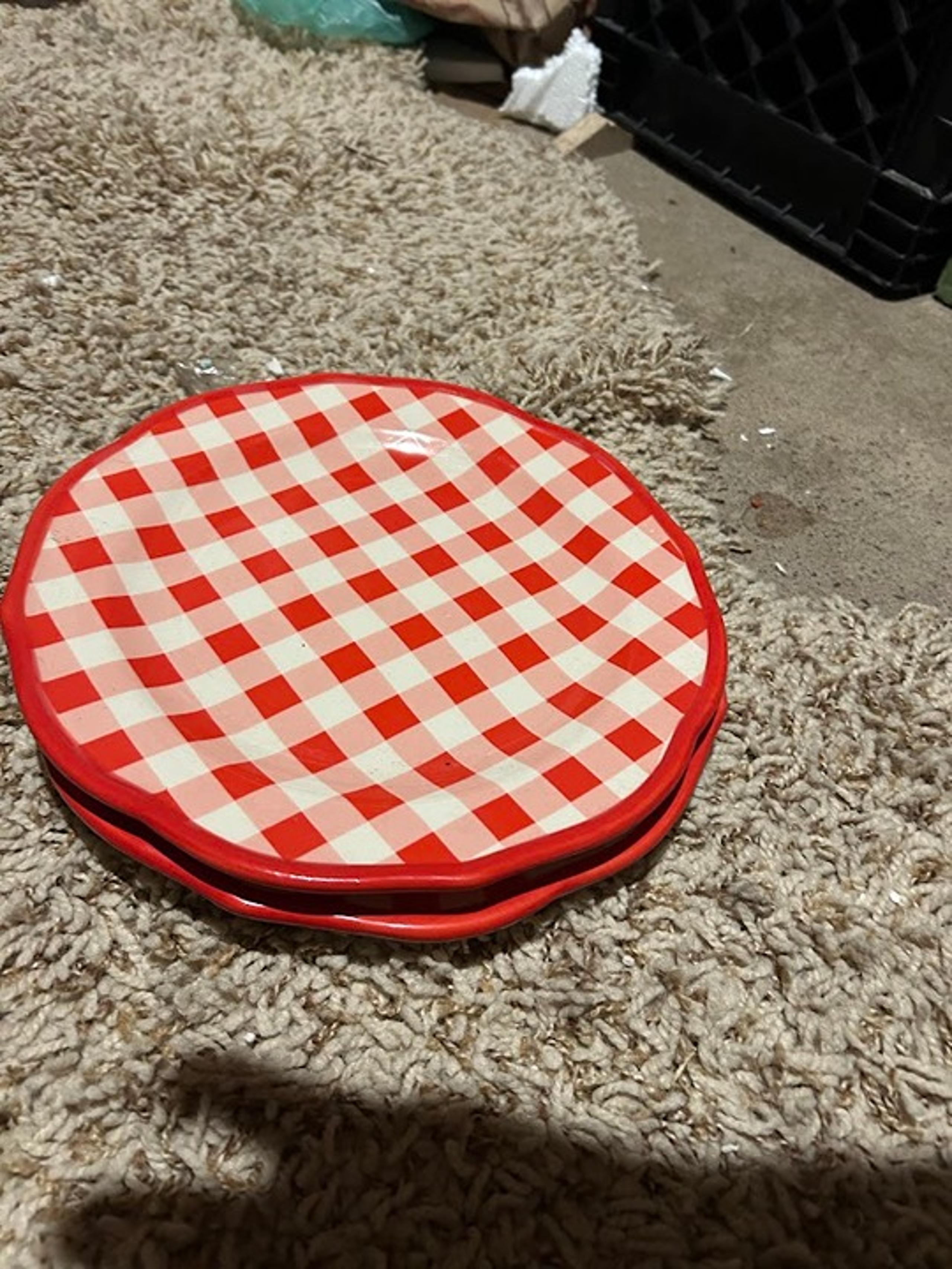 Pioneer woman rare red gingham salad plates, set of 2, HTF