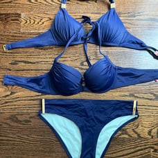 Victoria’s Secret VTG swimsuit set of 3 pieces (2 tops 1 bikini) navy Sz. S