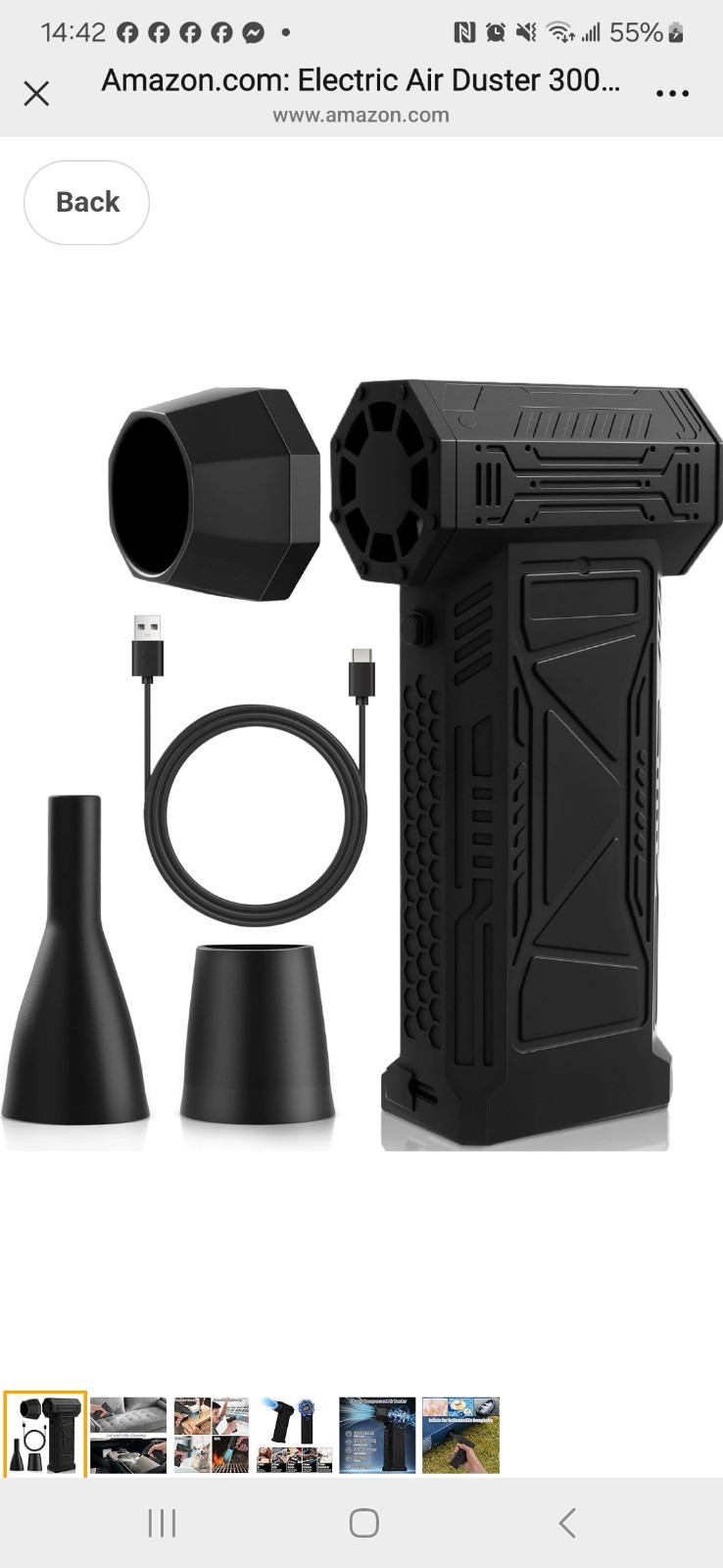 Compressed Air Duster 250000RPM Cordless Air Blower