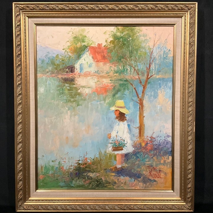 Vintage Framed Original Impressionist Landscape Oil on Canvas By John Manol