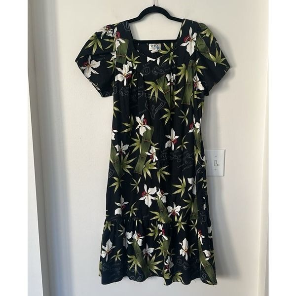 KY’s Hawaiian Floral Midi Cotton Dress XL