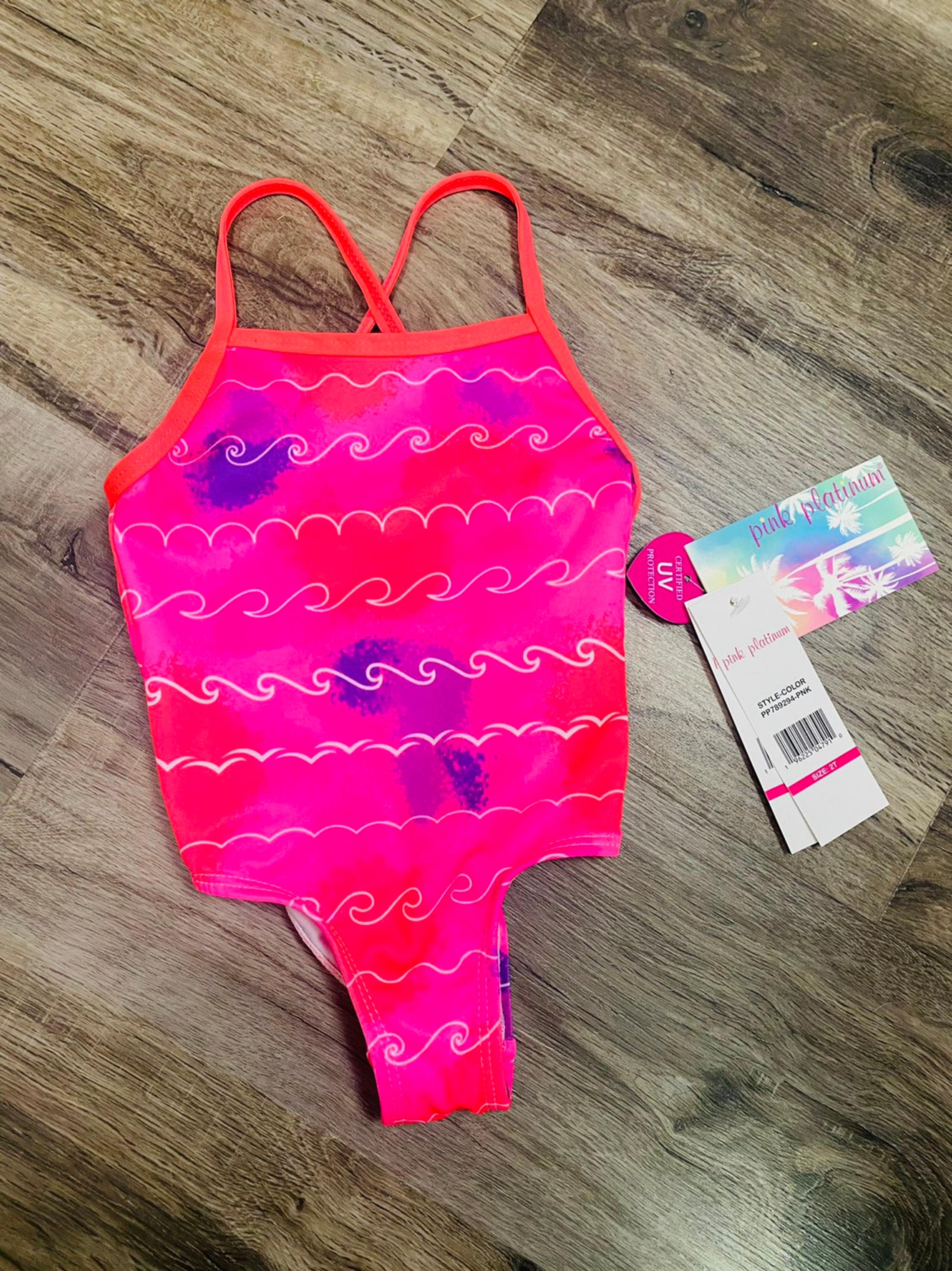 Pink Platinum Baby Girls Pink One Piece Swimsuit Size 2T NWT.