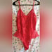 Vintage 80s Victoria Secret VS Gold Label Lacy Red Lingerie Bodysuit Teddy SZ S
