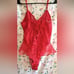 Vintage 80s Victoria Secret VS Gold Label Lacy Red Lingerie Bodysuit Teddy SZ S