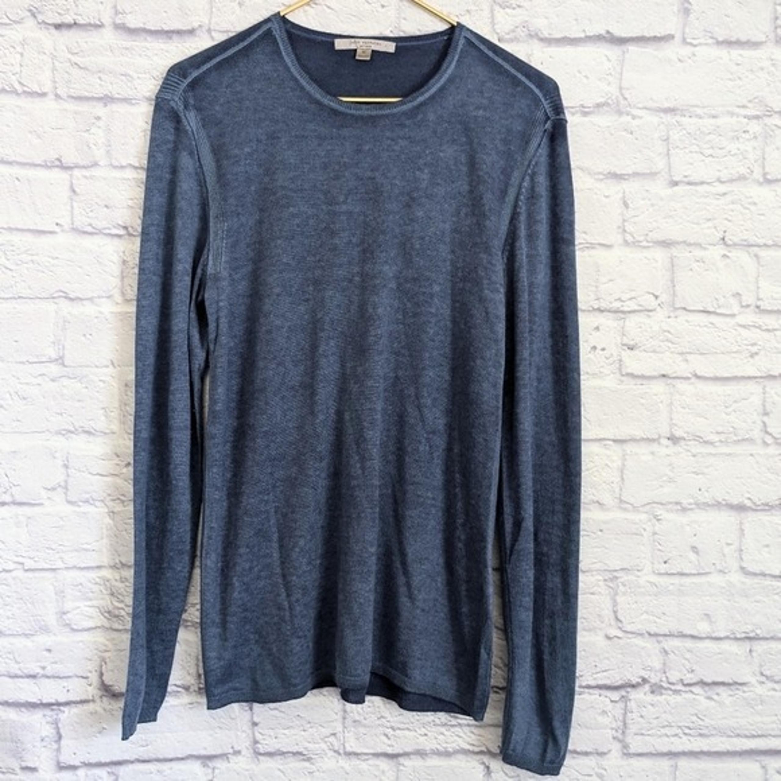 John Varvatos Pete Crew Neck Sweater M Navy Blue Silk Cashmere Pullover Knit