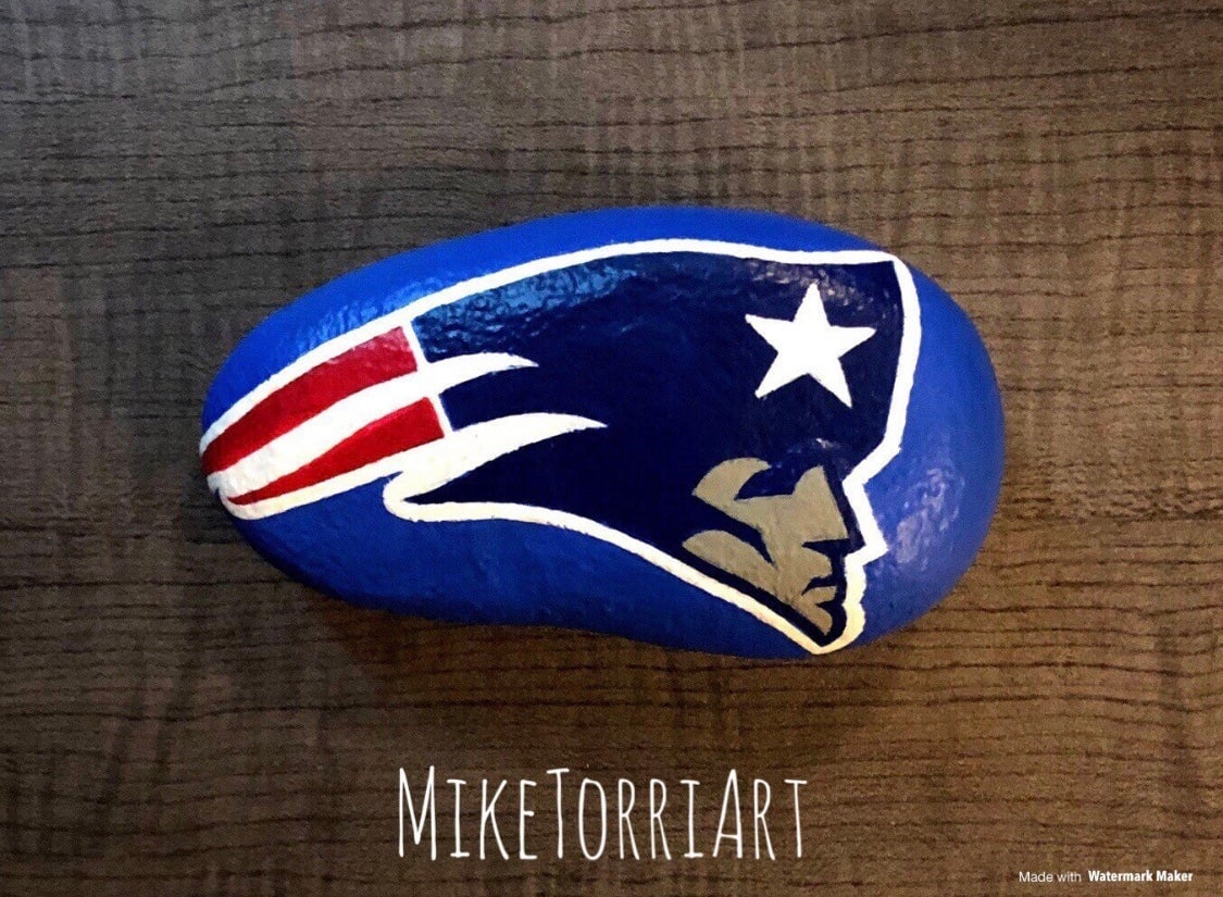SOLD!! Custom painted New England patriots stone