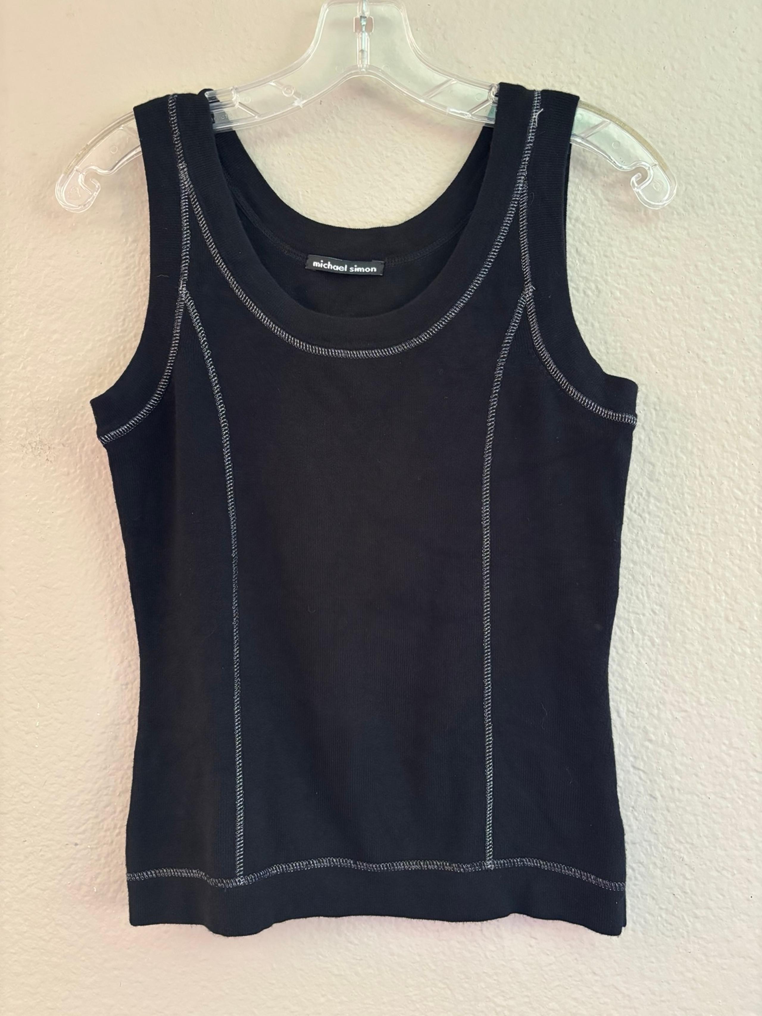 Michael Simon Black Tank Top with White Stitching Size Small