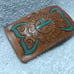 Hand Tooled Leather Over Metal Buckle Brown Turquoise Sun God Great Vintage !!