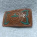 Hand Tooled Leather Over Metal Buckle Brown Turquoise Sun God Great Vintage !!