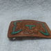 Hand Tooled Leather Over Metal Buckle Brown Turquoise Sun God Great Vintage !!