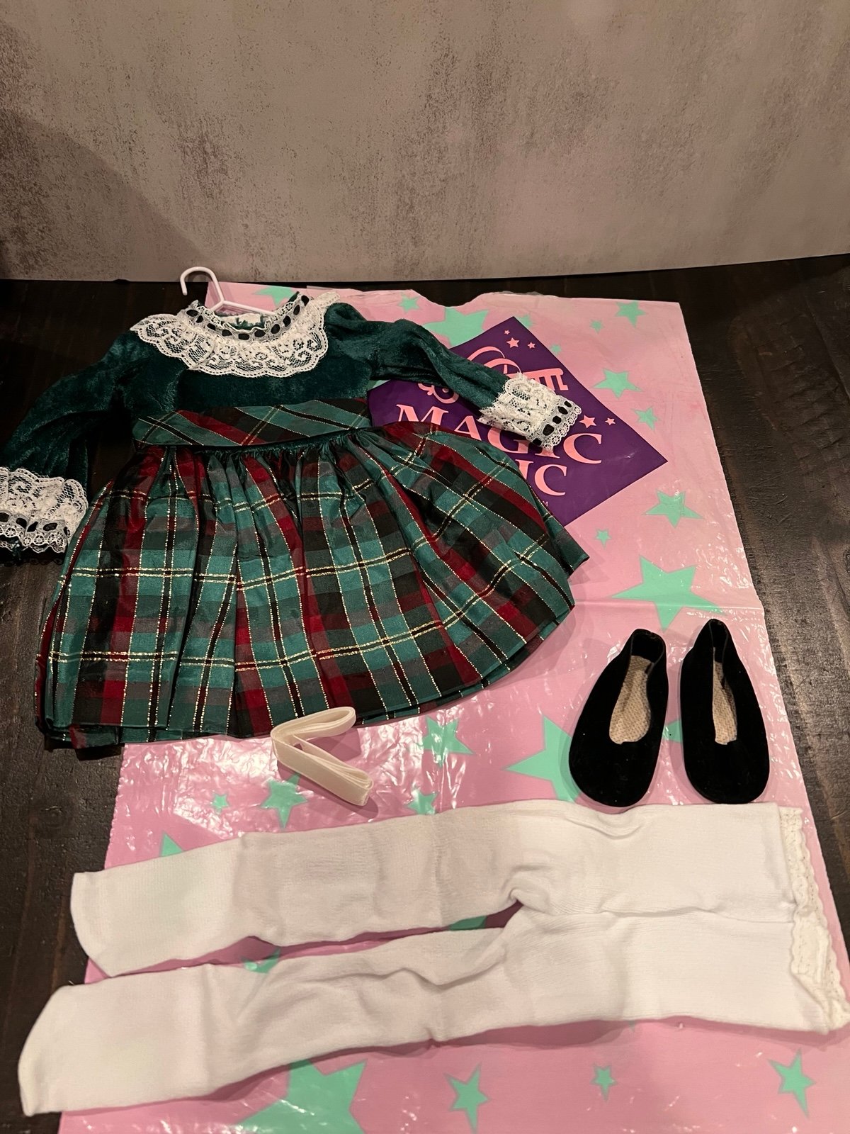 NEW HTF Magic Attic Club Rose new party Dress 1997 green plaid