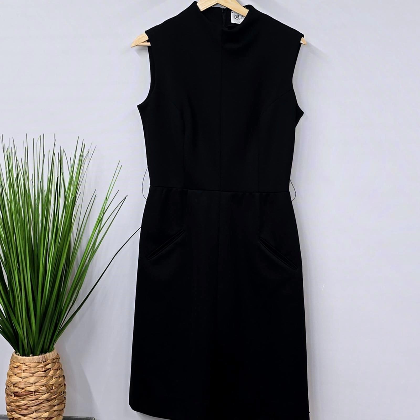Vintage 60's Butte Sleeveless Knit Black Double Knit Dress
