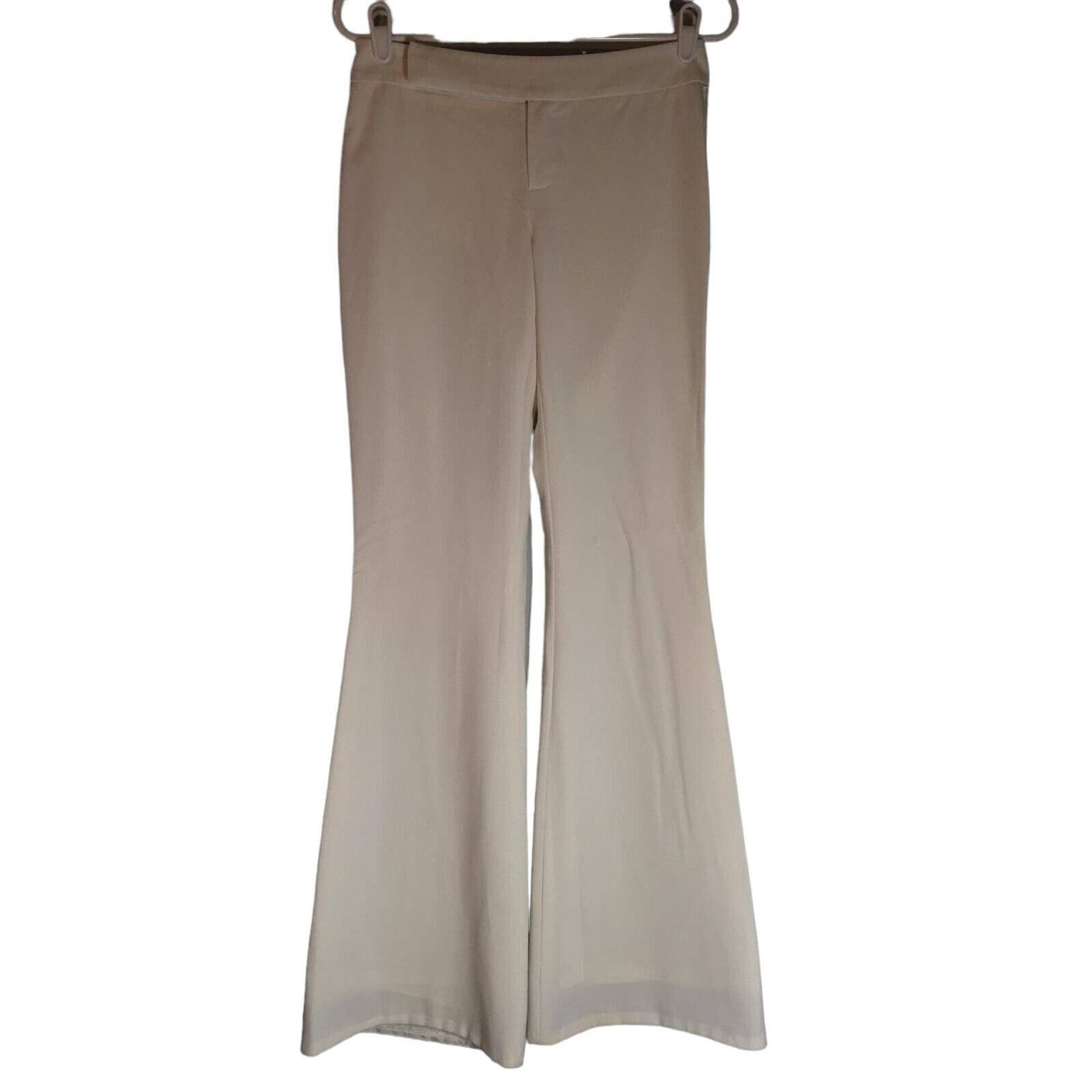 Moda International Women's Pants Size 2 White Flare Leg Y2K Dress Tuxedo