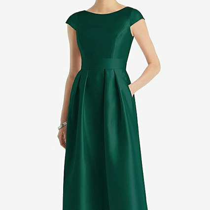 Alfred Sung 767...Cap Sleeve Pleated Skirt Dress with Pockets.....Hunter...Sz 4