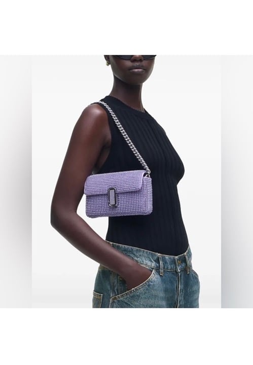 NEW Marc Jacobs The Rhinestone J Purple Shoulder Bag