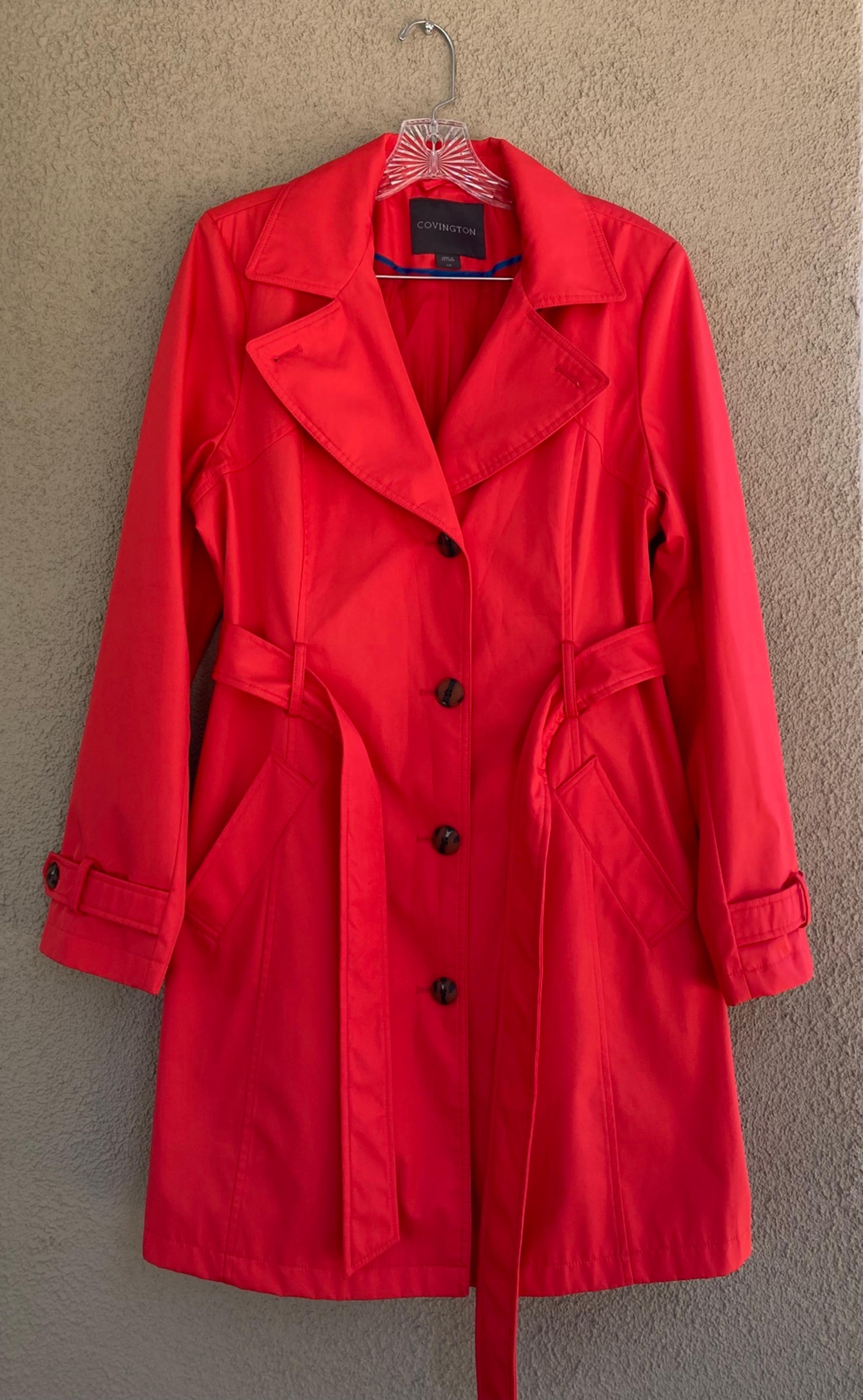 Covington Water Resistant Tie Belt Trench Coat Womens