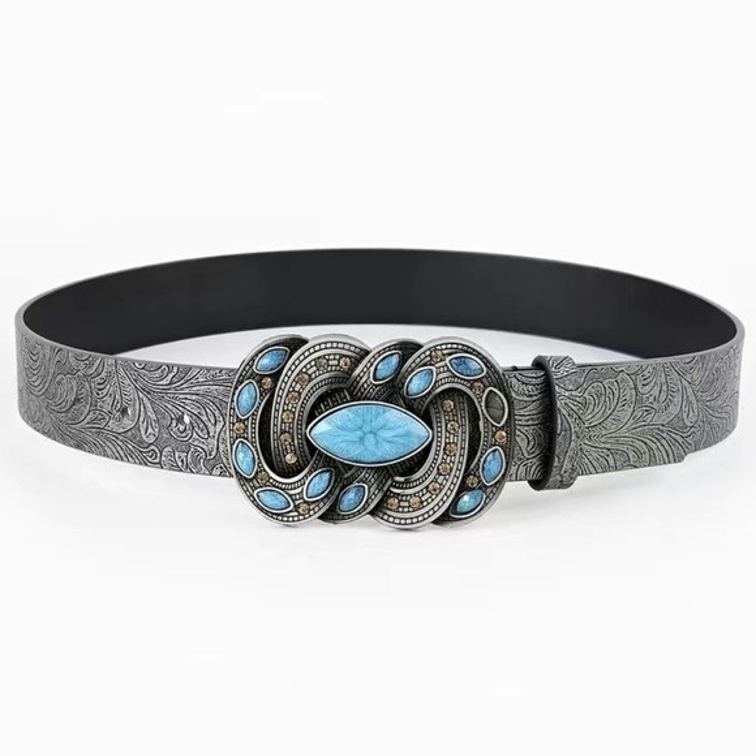 Pu Leather Boho Western Cowgirl Gemstone Belt