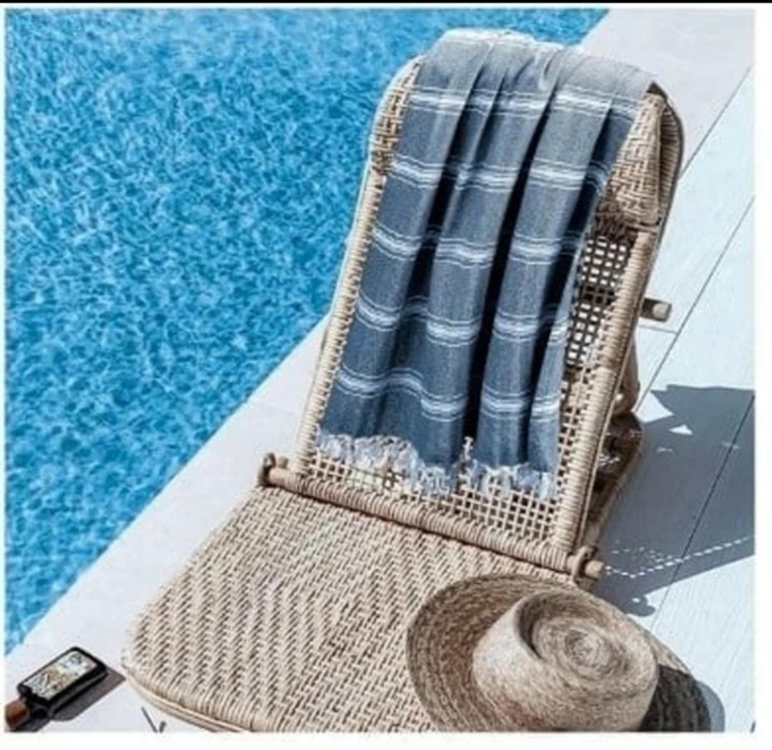 PESHTEMAL TURKISH TOWEL 100% PURE COTTON 38 X 70 MULTI-USE BLUE $59 NWOT - NEW!