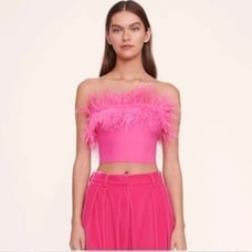 Staud Hot Pink Feather Tube Top NWT