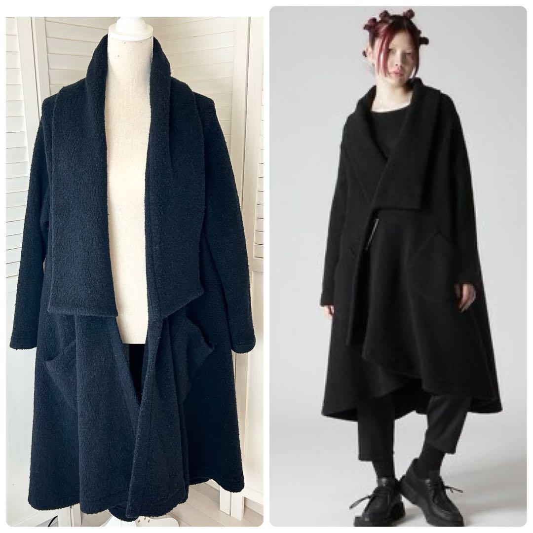 Limi Feu Long Gown Coat Knit Wool Black Yohji Yamamoto Poncho