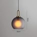 Spherical Glass Pendant Lighting, Frosted Grey Globe Glass, Brass(Frosted Grey,