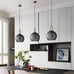 Spherical Glass Pendant Lighting, Frosted Grey Globe Glass, Brass(Frosted Grey,