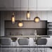 Spherical Glass Pendant Lighting, Frosted Grey Globe Glass, Brass(Frosted Grey,