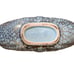 Lovina California USA Pottery Turquoise Footed Bowl Metallic Gold Crackle MCM