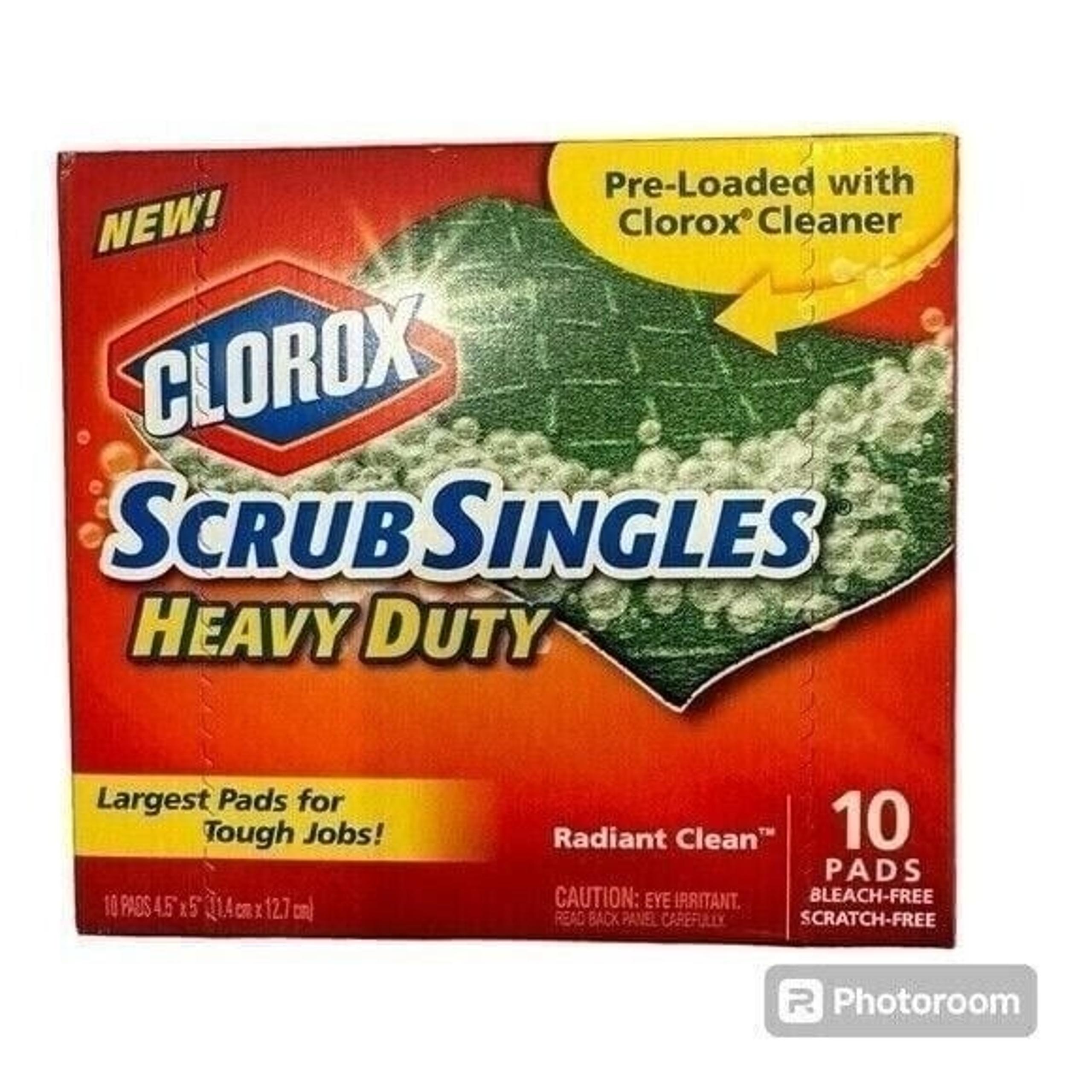 Clorox Scrub Singles Heavy Duty Radiant Clean 10 Pads ~ NEW ~ RARE