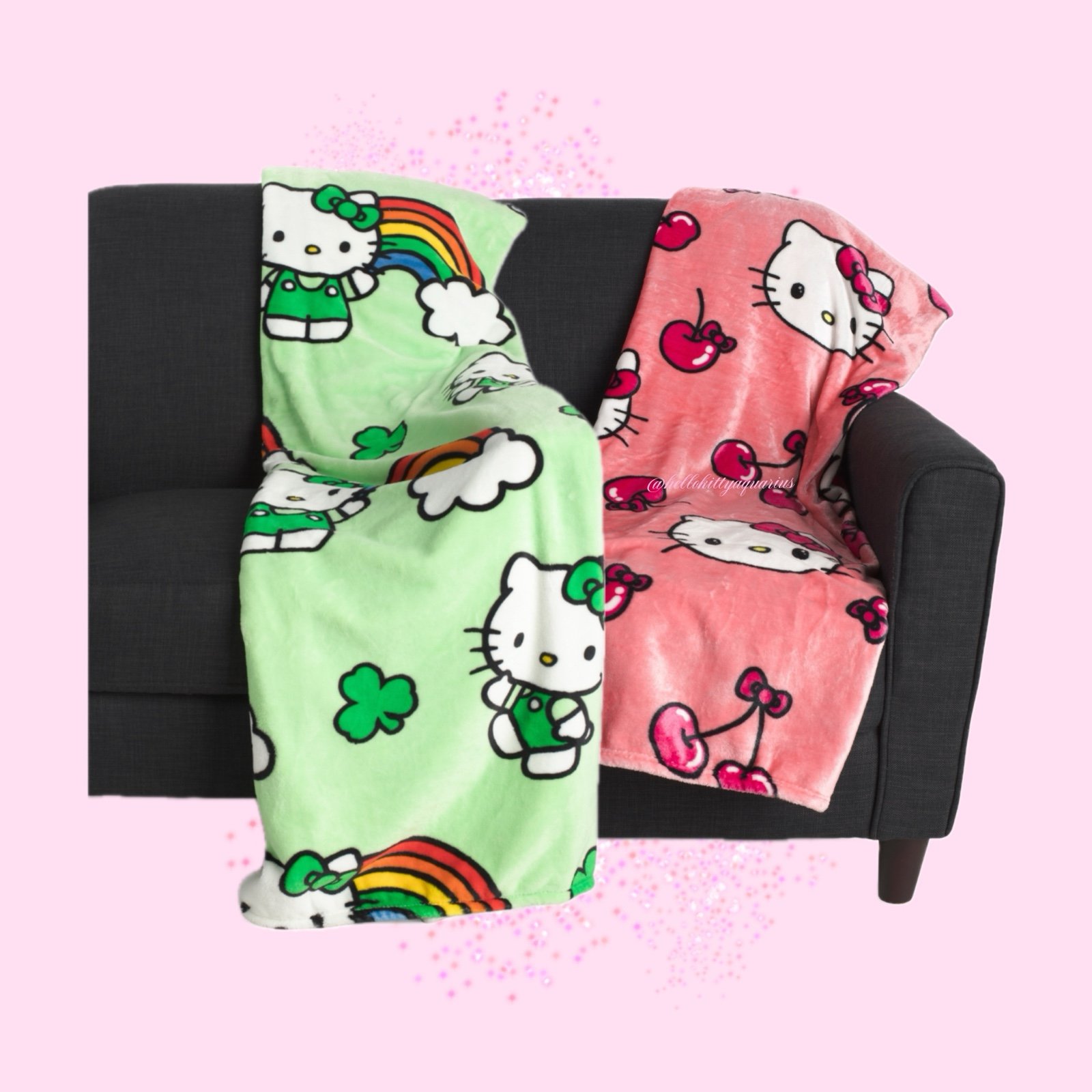 Hello Kitty Lucky Rainbow St. Patrick’s Throw & Cherry Throw Set/Bundle